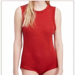 FREE PEOPLE RED TERRACOTTA BODYSUIT WOMENS SMALL